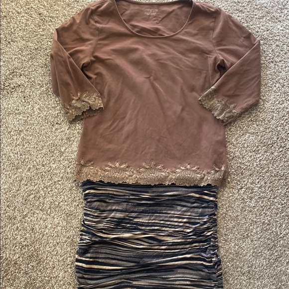 Coldwater Creek Brown Blouse with Lace Trim - Picture 4 of 4